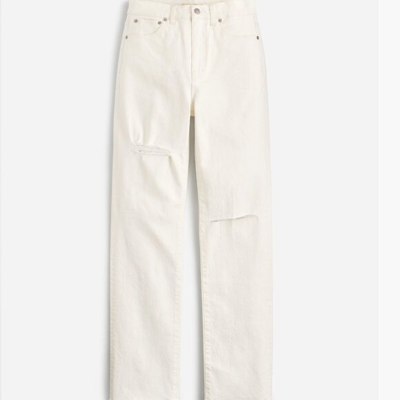 Madewell The '90s Straight Jean - Size 24 Tall - White Stretch High Rise Jeans - Picture 6 of 14
